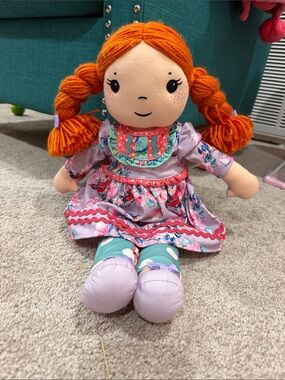 Matilda Jane Orange-Haired Rag Doll in Pink Patterned Dress